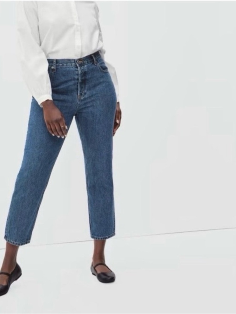 Everlane Curvy 90s Cheeky Straight Jean High Rise Blue Organic Cotton Size 29
